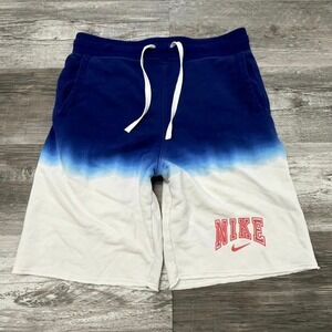 Nike Sportswear Alumni Americana Tie Dye Blue White Mens S Fleece Athletic Short